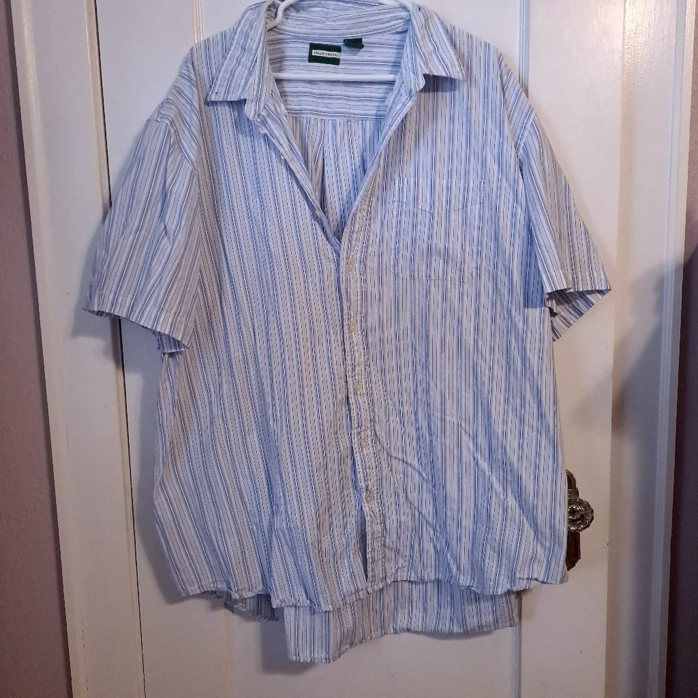 Blue and White Striped Falls Creek Short Sleeved Button Down 3X